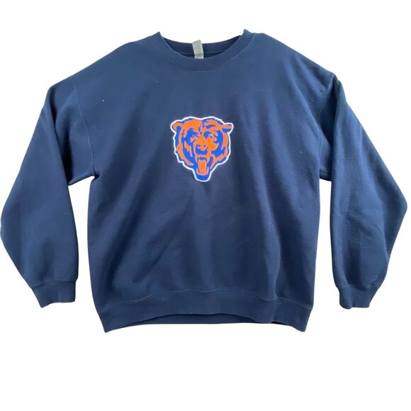 Chicago Bears Mens Sweatshirt Large Navy Blue Gildan Crewneck - Picture 1 of 10
